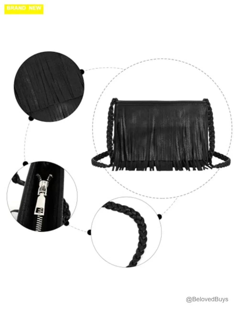 Leather Fringe Messenger Bag Hobo Crossbody Tassel Shoulder Bag